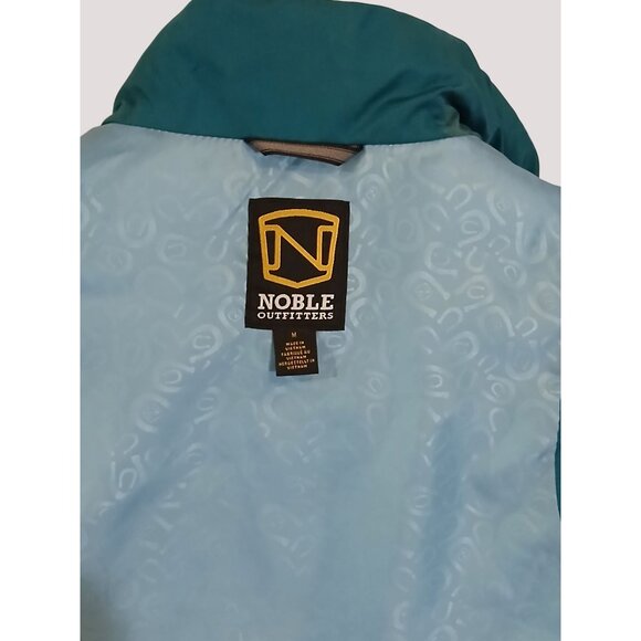 Noble Outfitters Calgary Teal Chevron Quilted Puffer Vest Size M High Collar Log - Picture 8 of 10